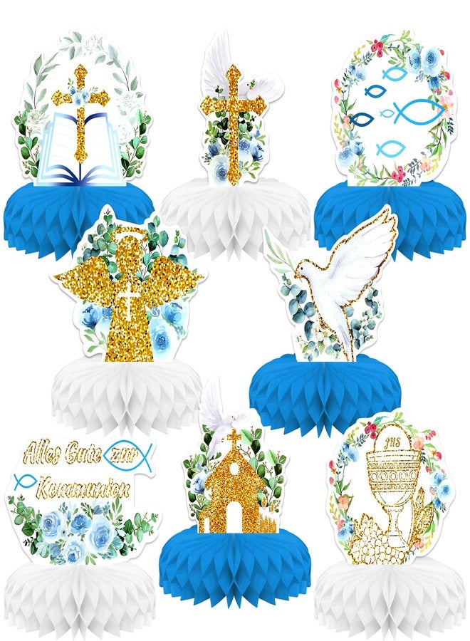 KSKSPE Baptism Party Decorations,KSKSPE 8 PCS Baptism Centerpieces for Tables Honeycomb Centerpieces 3D Baptism Theme Birthday Party Decor Supplies - Image 1